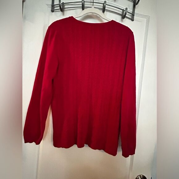 Talbots Cable Knit Pullover Fuschia pink sweater women’s Large Barbie core - Picture 2 of 8